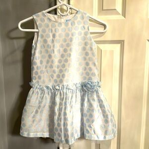 Beautiful girls white and blue polka dot dress by Lulu Size 6. Pristine